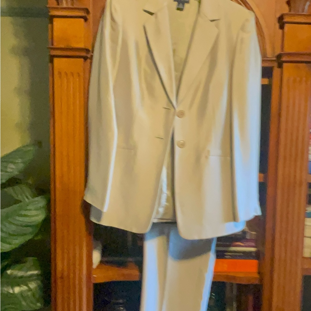 Women’s classic stone colored silk suit
